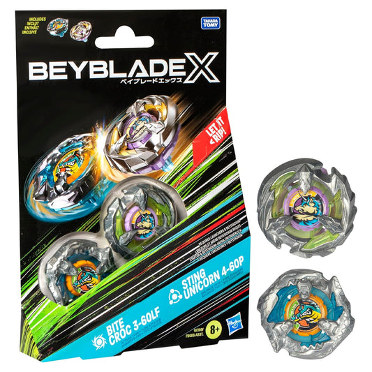 Beyblade X Bite Croc 3-60LF vs String Unicorn 4-60P Double Pack