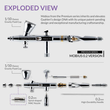 Gaahleri Mobius 0.3mm Airbrush Standard Compressor Bundle Kit