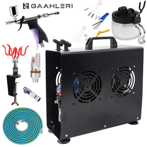 Gaahleri GHAC-Swallowtail SD Side-Feed Airbrush Premium Compressor Bundle Kit