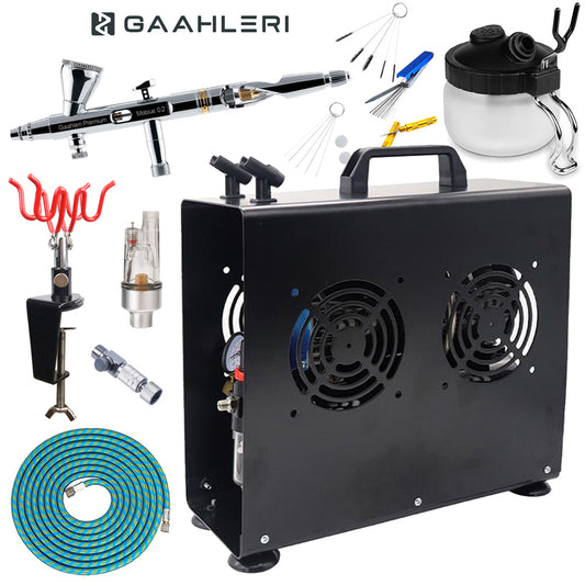 Gaahleri Mobius 0.2mm Airbrush Premium Compressor Bundle Kit