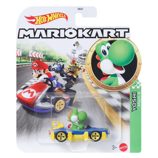 Hot Wheels Mariokart: Yoshi Mach 8 1:64 Diecast Car Mattel GLP39