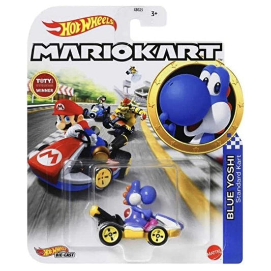 Hot Wheels Mariokart: Blue Yoshi 1:64 Diecast Car Mattel GRN23