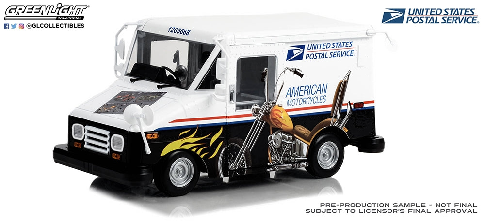 GreenLight 13643 US Postal Service Delivery Vehicle LLV American Motorcycle 1:18
