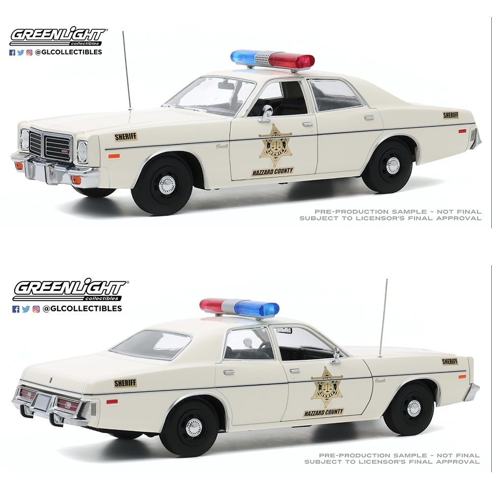 Greenlight 19092 Hazzard County Sheriff 1975 Dodge Comet 1:18 Diecast Car
