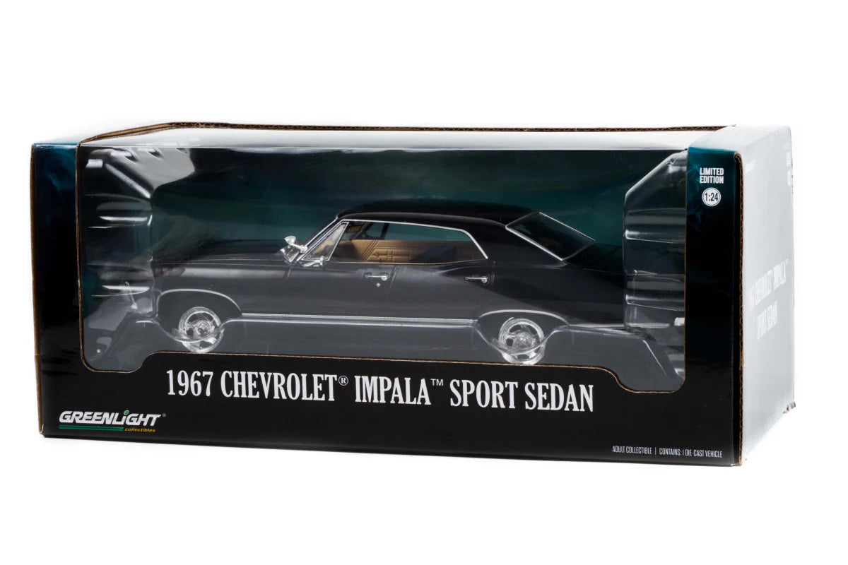 Greenlight 1967 Chevrolet Impala Sport Sedan Tuxedo Black 1:64 Diecast Model