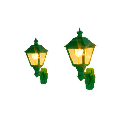 GAUGEMASTER Wall Mounted Gas Lamp BR/SR Green (2) OO Gauge GM825