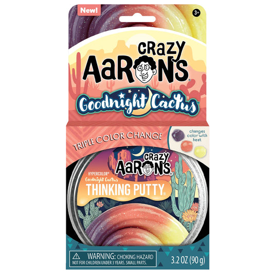 Crazy Aaron's Hypercolour Goodnight Cactus Thinking Foam Stretch Toy GN020-LB