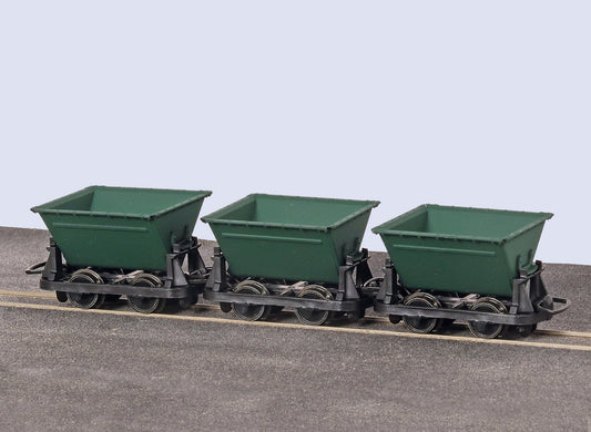 PECO GR-333 V Skip Wagons - green OO9 Gauge