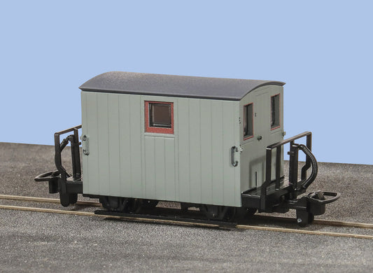 PECO GR-590UY F.R. 4 Wheel Brake Van, 1 balcony, unlettered, grey OO9 Gauge