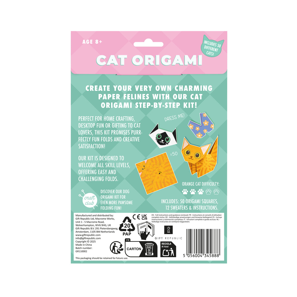 Gift Republic Cat Origami Kit