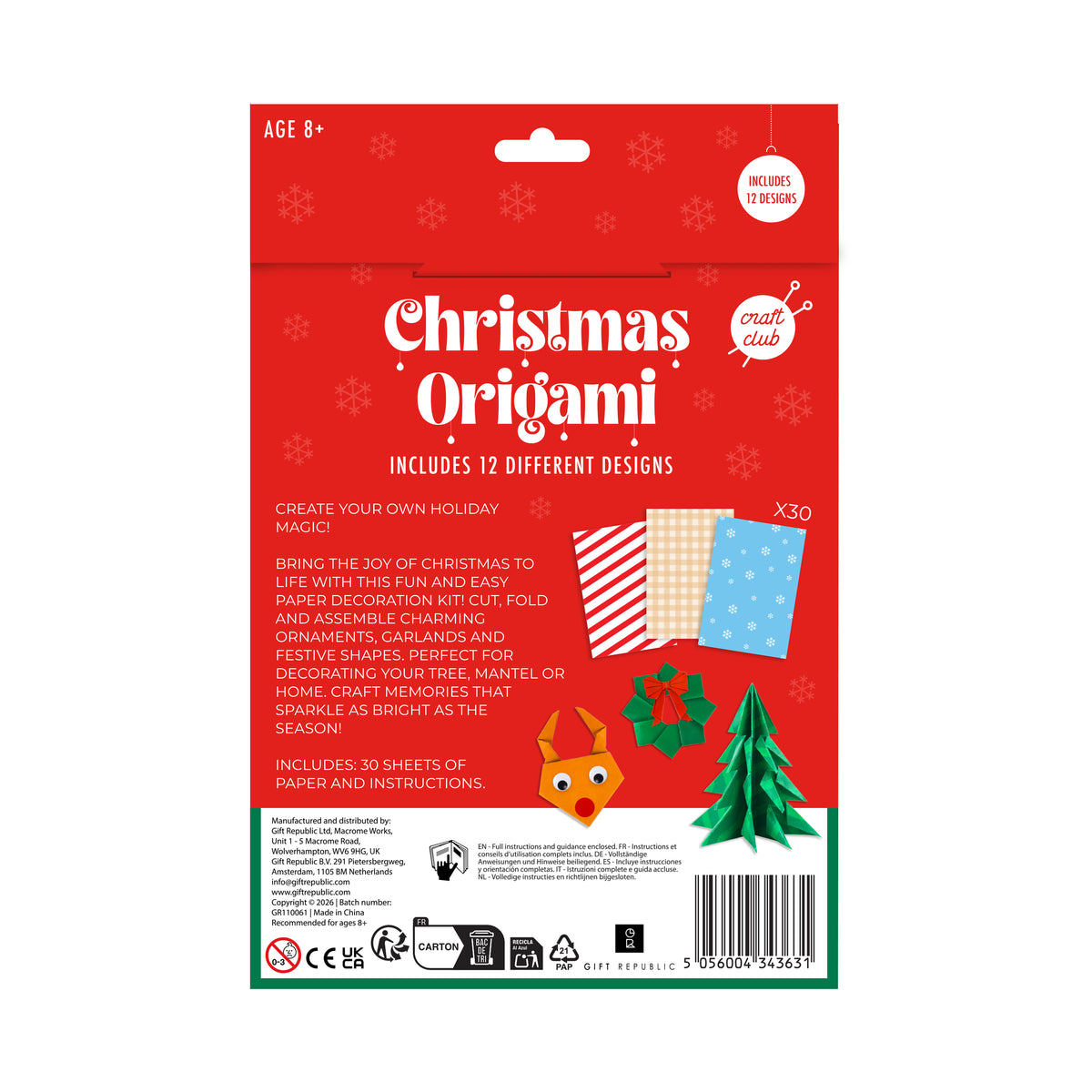 Gift Republic Christmas Origami Kit