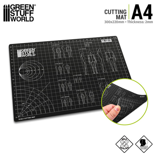 Green Stuff World A4 Scale Foldable Cutting Mat - Black 1001