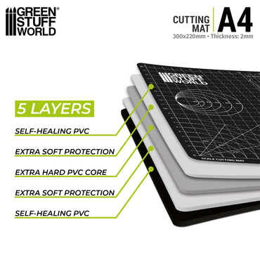 Green Stuff World A4 Scale Foldable Cutting Mat - Black 1001
