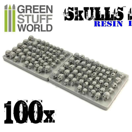 Green Stuff World Resin Skulls x100 for Wargaming Miniaures Dioramas etc