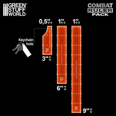 Green Stuff World 3"-6"-9" Combat Ruler Pack Fluor Orange 14235