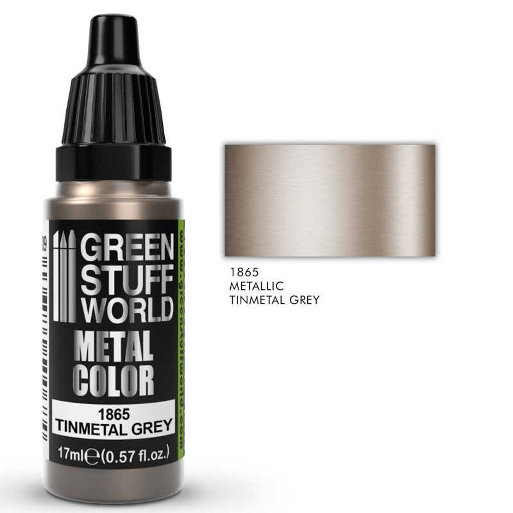 Green Stuff World Tinmetal Grey Metallic Model Paint 17ml 1865