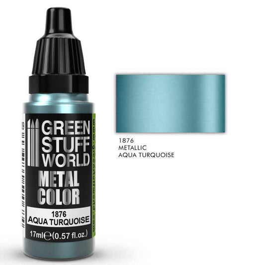 Green Stuff World Aqua Turquoise Metallic Model Paint 17ml 1876