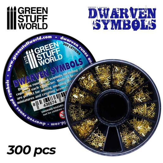 Green Stuff World Dwarven Runes & Symbols Brass for Dioramas, Miniatures 2175