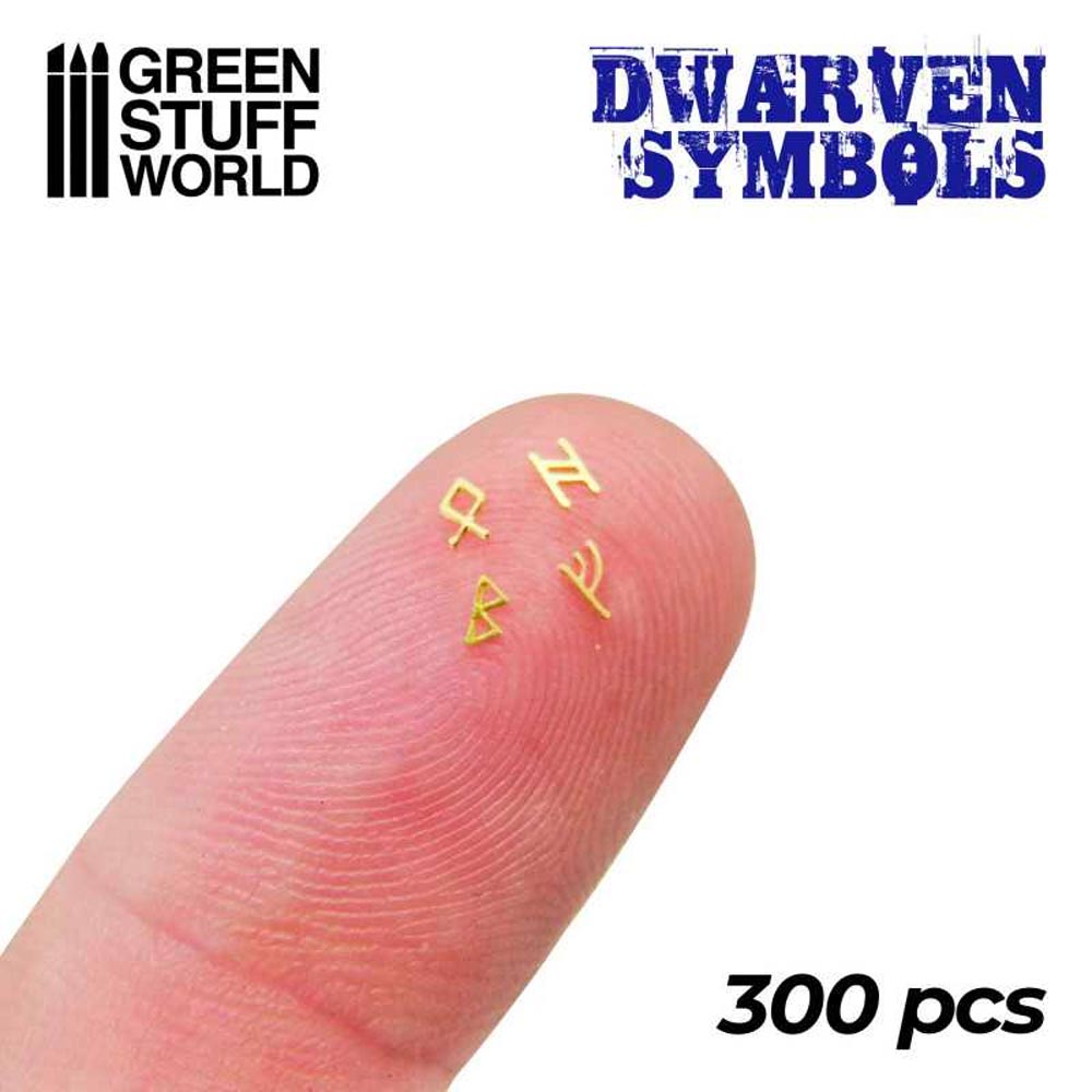 Green Stuff World Dwarven Runes & Symbols Brass for Dioramas, Miniatures 2175