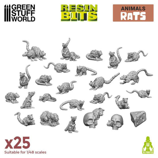Green Stuff World Small Rats 3D Printed Set 3508