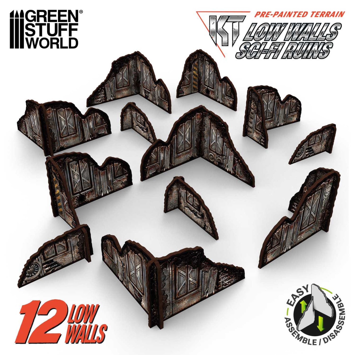 Green Stuff World Pre-Painted Sci-Fi Low Walls Terrain