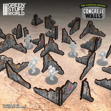 Green Stuff World Pre-Painted Ruined Concrete Walls Terrain