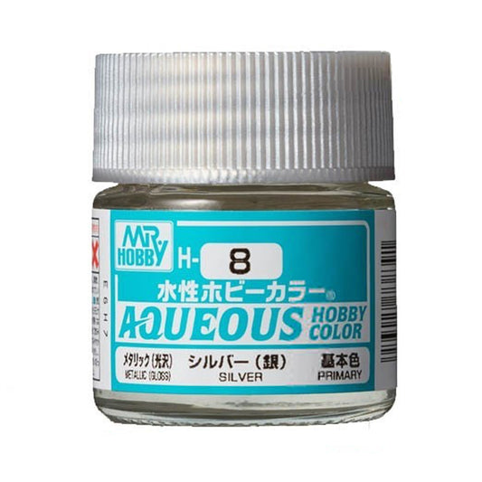 Mr Hobby Aqueous Hobby Colour H-008 Silver 10ml Acrylic Paint