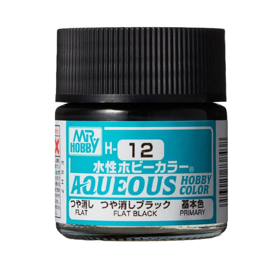 Mr Hobby Aqueous Hobby Colour H-012 Flat Black 10ml Acrylic Paint