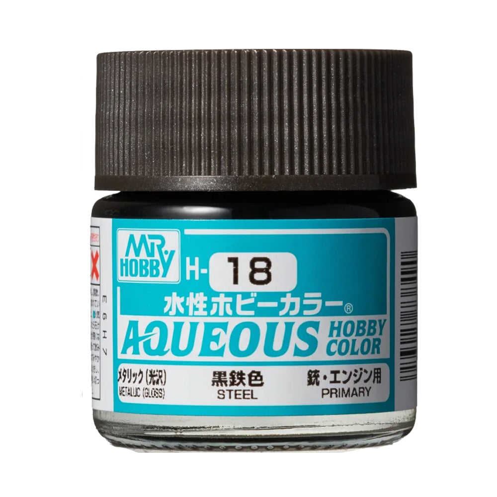 Mr Hobby Aqueous Hobby Colour H-018 Steel 10ml Acrylic Paint