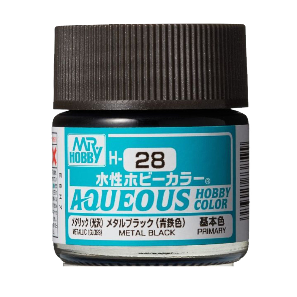 Mr Hobby Aqueous Hobby Colour H-028 Metal Black 10ml Acrylic Paint
