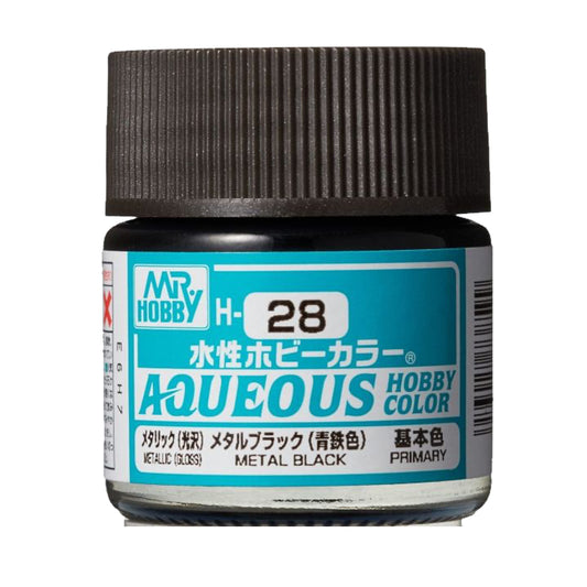 Mr Hobby Aqueous Hobby Colour H-028 Metal Black 10ml Acrylic Paint