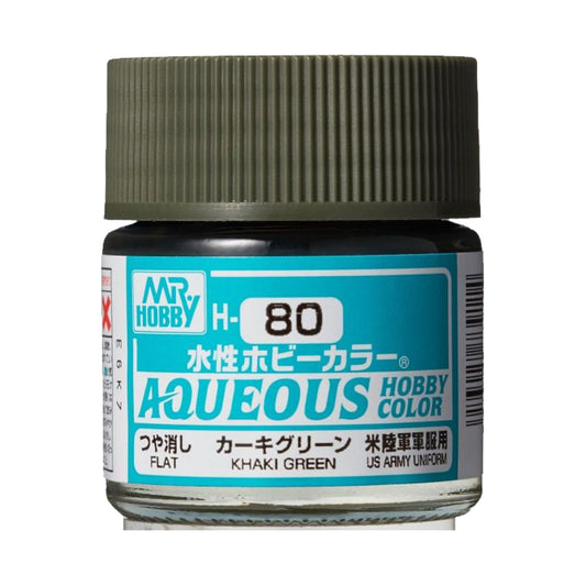 Mr Hobby Aqueous Hobby Colour H-080 Khaki Green (US) 10ml Acrylic Paint