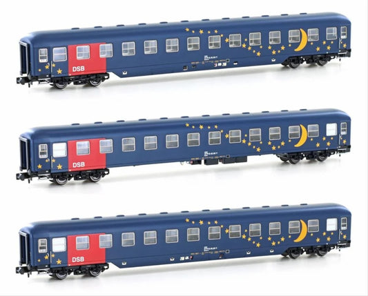 Hobbytrain DSB Bcm-o Sleeper Car Set (3) V H22209 N Gauge