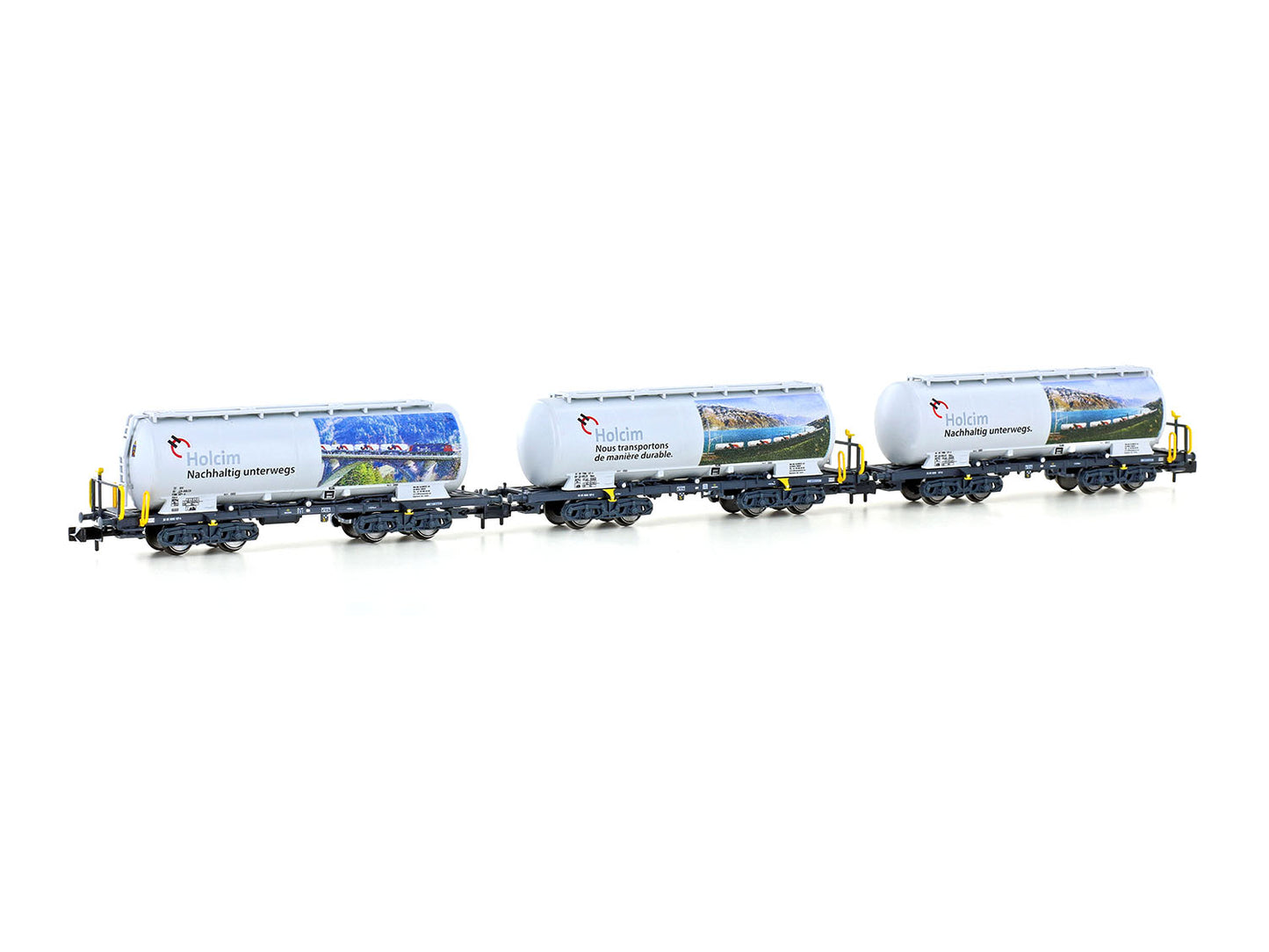 Hobbytrain Holcim Panoramic Uacs Bogie Silo Wagon Set (3) VI H23493 N Gauge