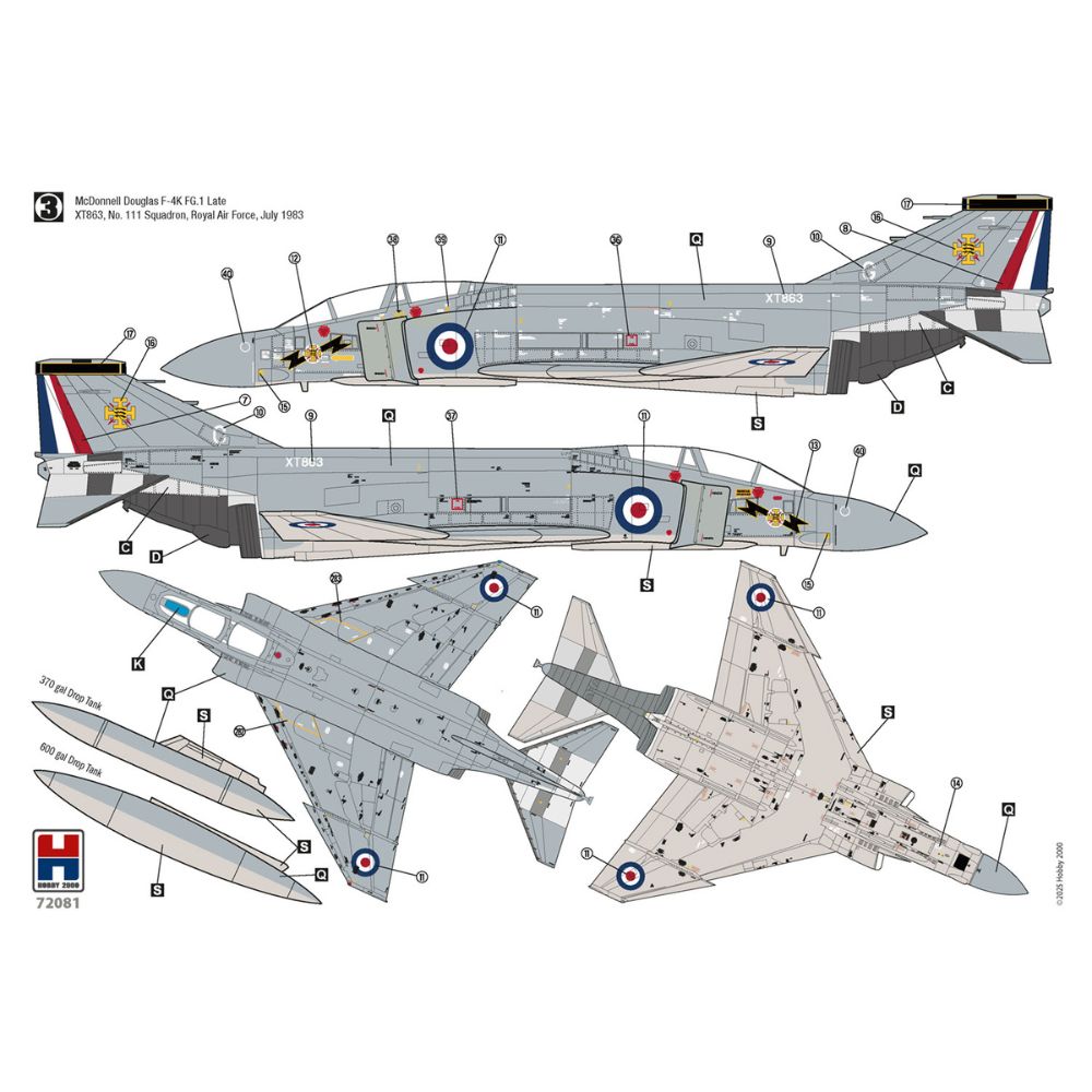 Hobby 2000 72081 F-4K Phantom FG.1 Late Vol.1 RAF 1:72 Model Kit