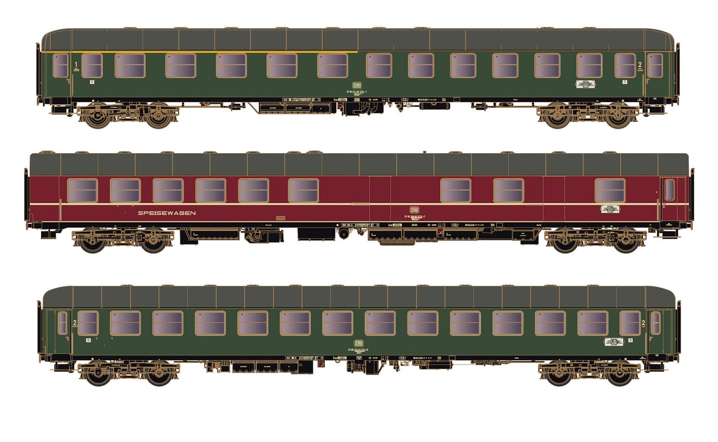 Hobbytrain 43036 DB D1213 Dortmund-Oberstdorf Coach Set 1 (3) IV HO