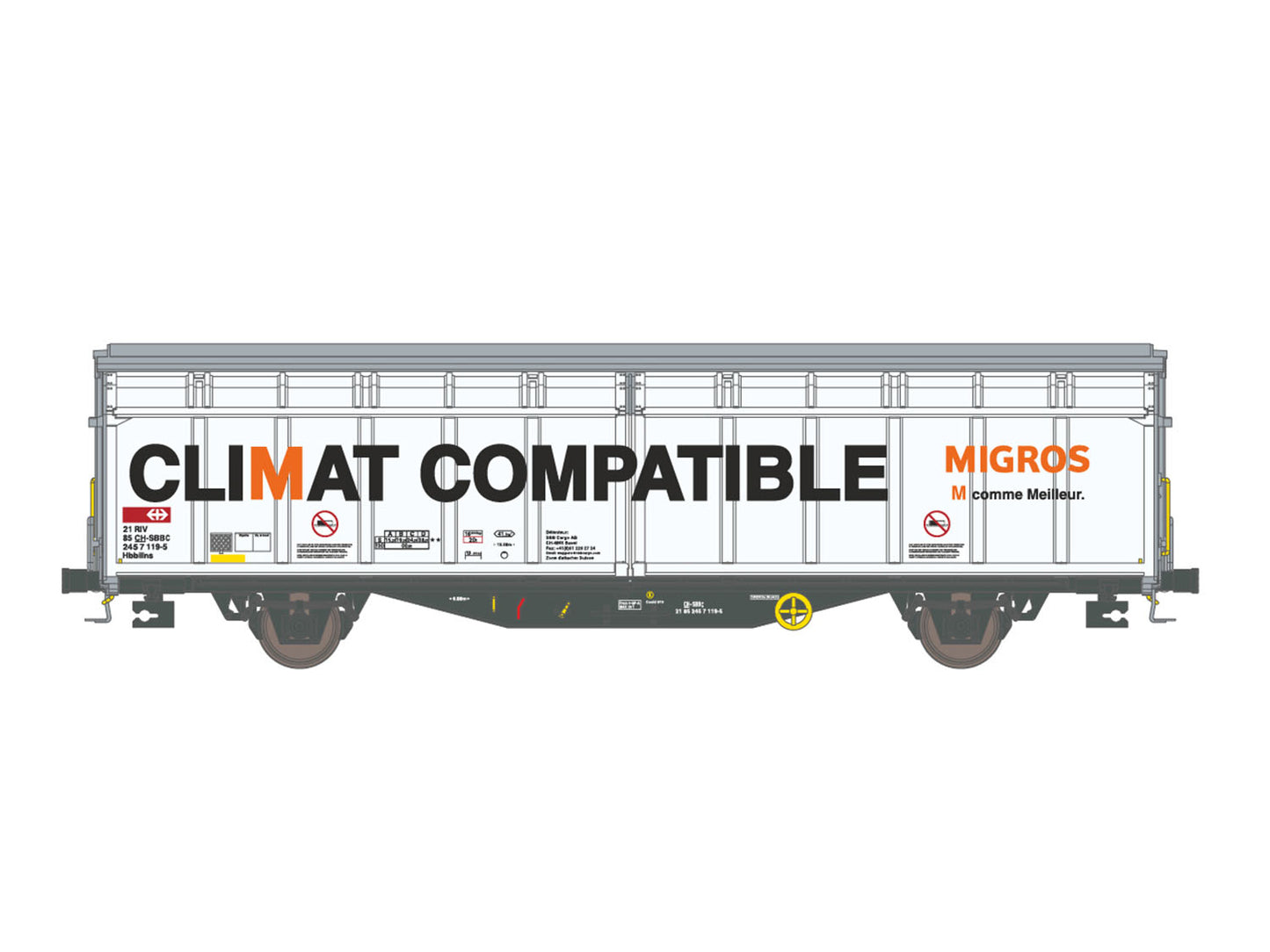 Hobbytrain SBB Migros Hbbillns 4 Wheel Long Wheelbase Van VI H45102 HO Gauge