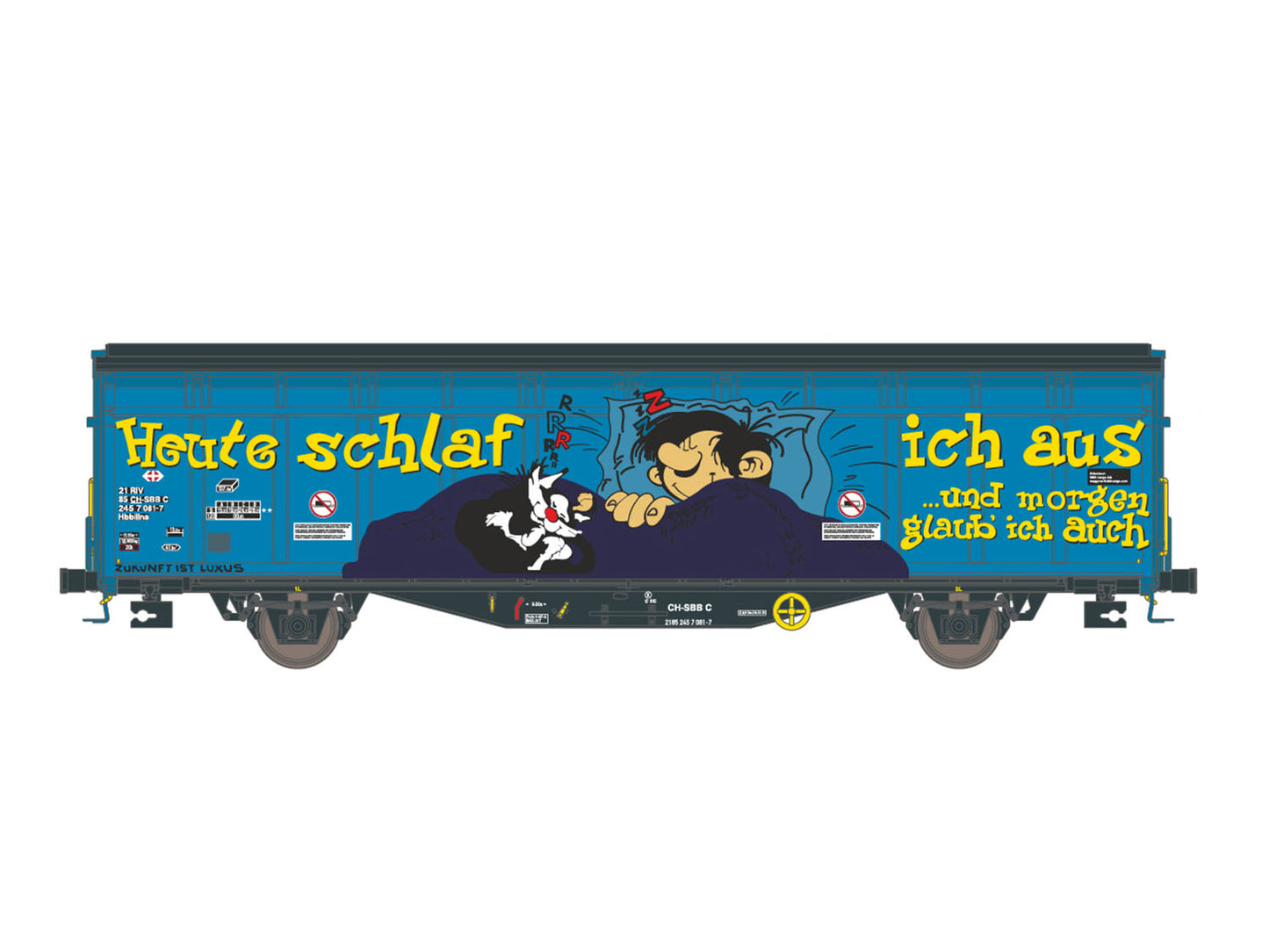 Hobbytrain SBB Graffiti Hbbillns 4 Wheel Long Wheelbase Van VI H45103 HO Gauge