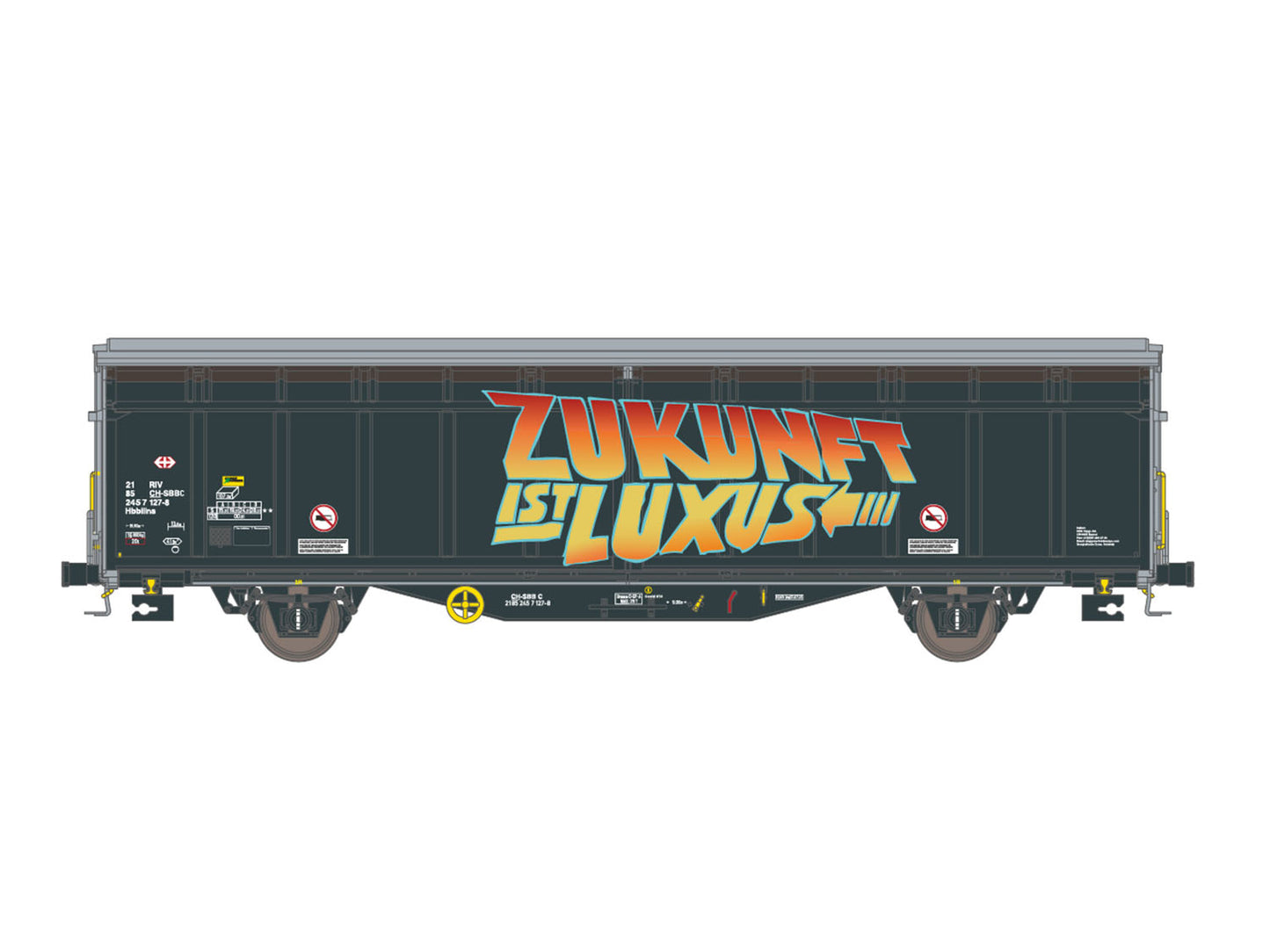 Hobbytrain SBB Graffiti Hbbillns 4 Wheel Long Wheelbase Van VI H45104 HO Gauge