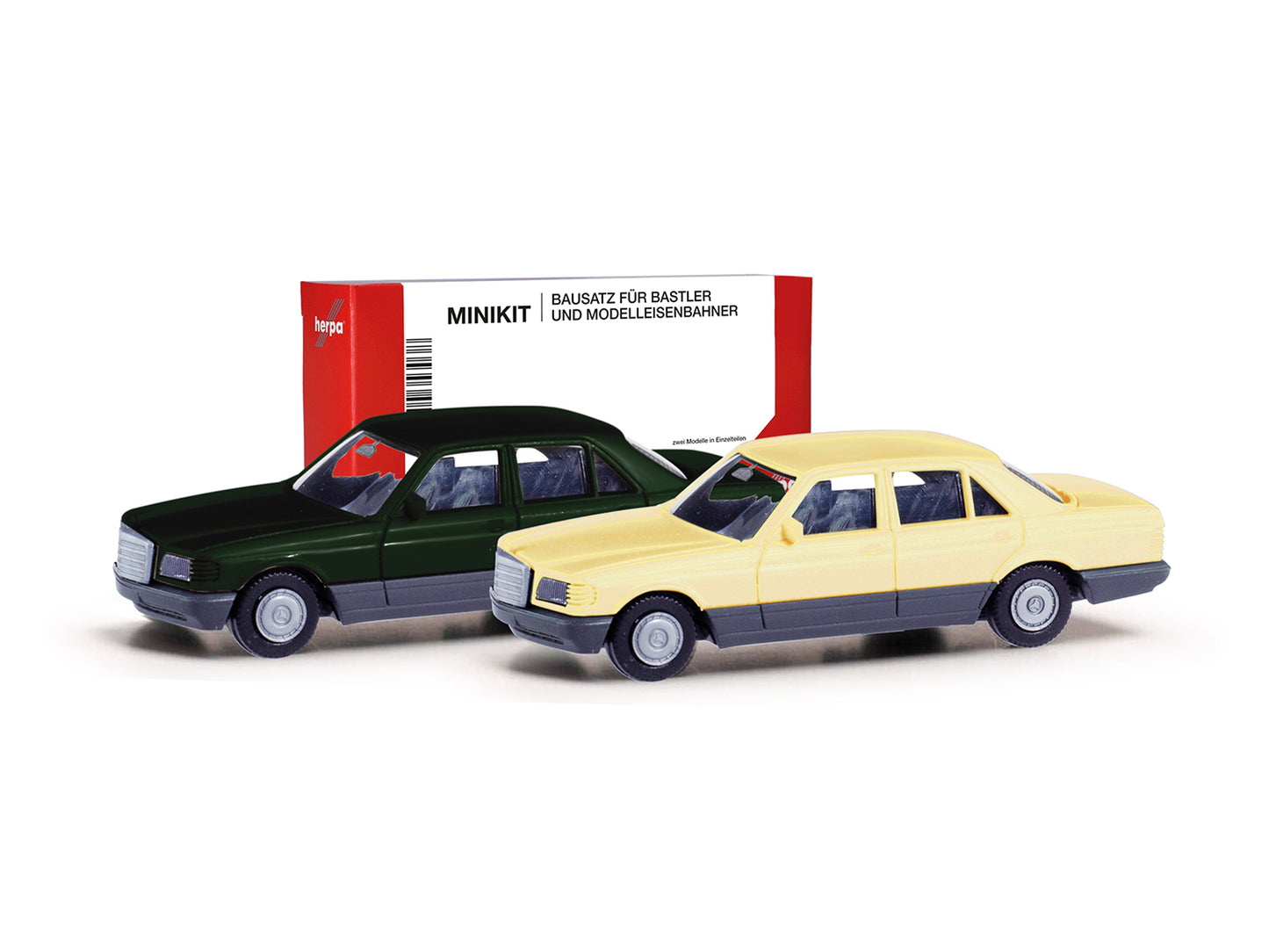 Herpa Minikit MB S-Class W126 Deep Green/Ivory (2) HA013727-003 HO Gauge