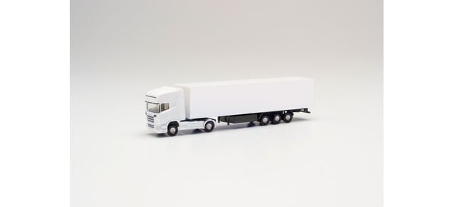 Herpa 13802 Minikit Scania R TL Box Semitrailer White N Gauge