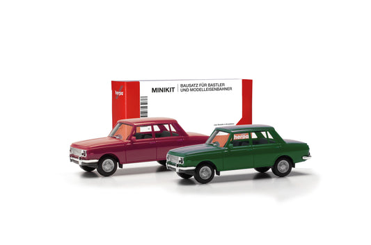 Herpa 013918-002 Minikit Set x2 Wartburg 353 Carmine Red/Atlantic Green HO Gauge