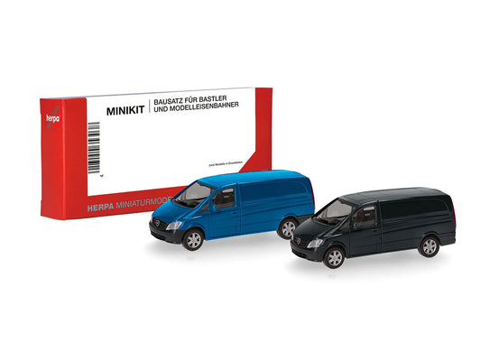 Herpa Minikit MB Vito Transporter W639/2010 Set (2) Blue & Black 014229 HO Gauge
