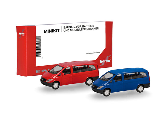 Herpa Minikit MB Vito Bus W639/2003 Set (2) Red & Blue HA014236 HO Gauge
