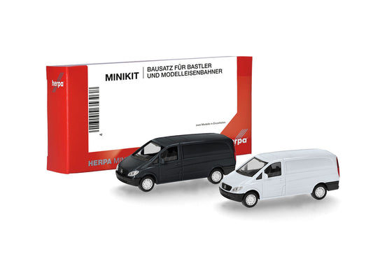 Herpa Minikit MB Vito Transporter W639/2003 Set(2) Black & White 014243 HO Gauge