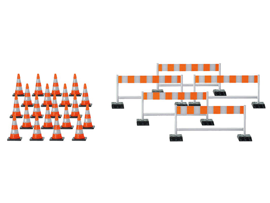 Herpa Cones (20) & Barriers (5) Red/Silver HO Gauge HA052566-002