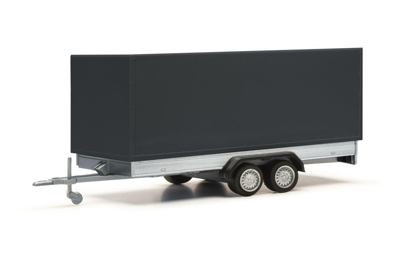 Herpa Twin Axle Canvas Covered Trailer Black HO Gauge HA052627-003