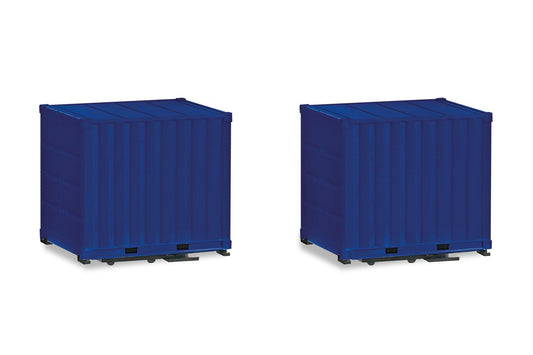 Herpa 10ft Container Ultramarine Blue (2) HO Gauge 053594-003