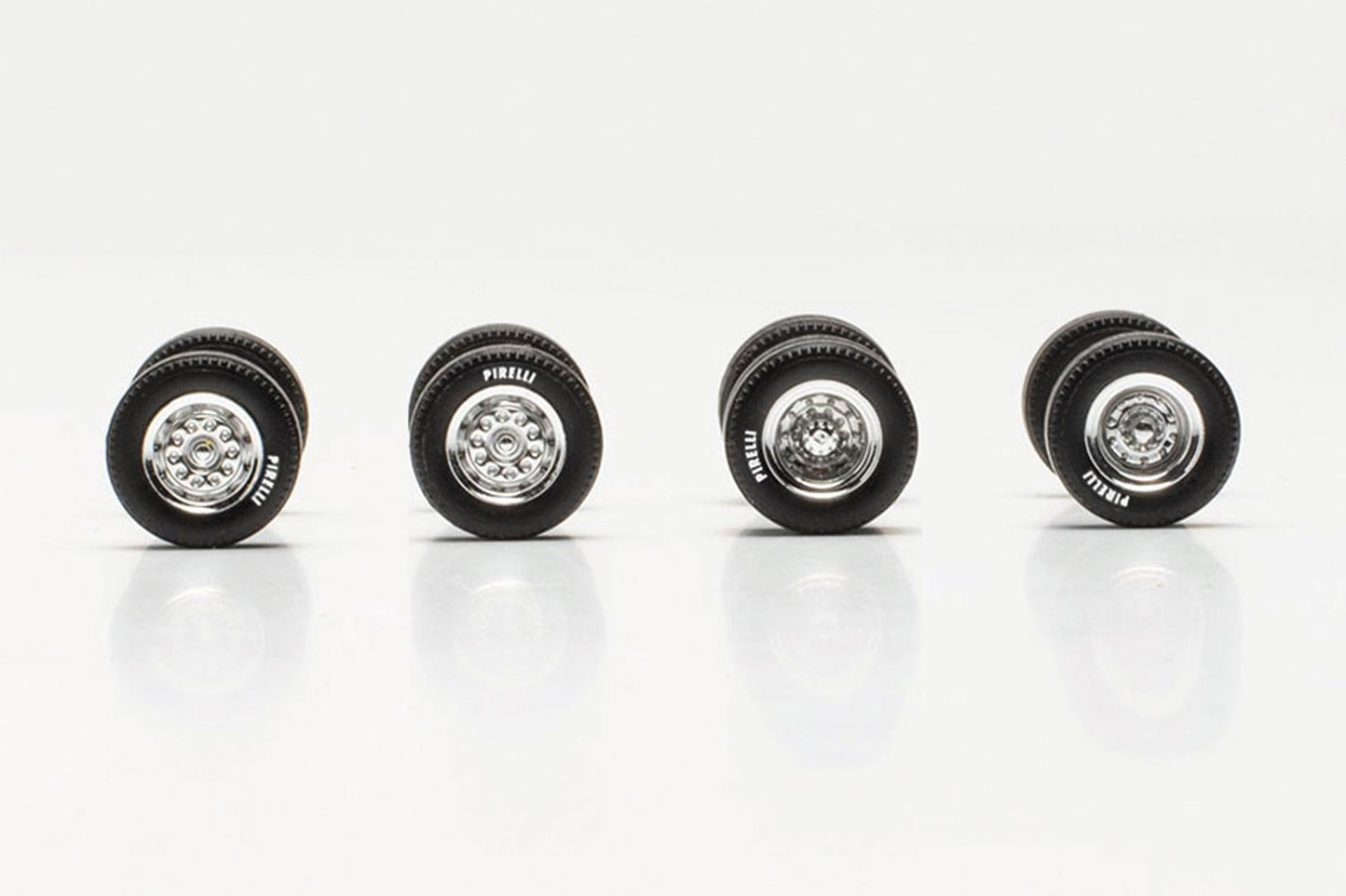 Herpa Chrome Wheel/Axle Set with Pirelli Tyres (7) HO Gauge HA054348