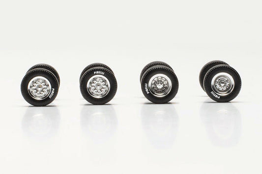 Herpa Chrome Wheel/Axle Set with Pirelli Tyres (7) HO Gauge HA054348